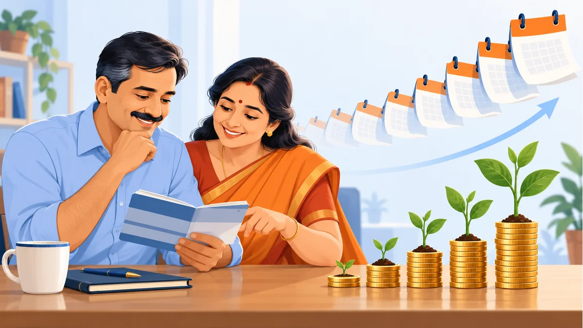 PPF की लंबी अवधि की बचत पर विचार करता भारतीय दंपति